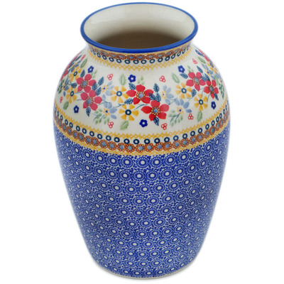 Polish Pottery Vase 10&quot; Summer Bouquet UNIKAT