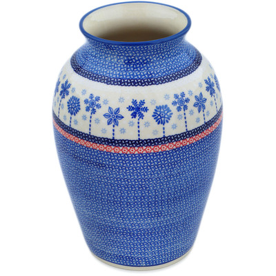 Polish Pottery Vase 10&quot; Winter Sights UNIKAT