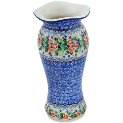 Polish Pottery Vase 11&quot; Springtime Wreath UNIKAT