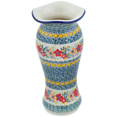 Polish Pottery Vase 11&quot; Summer Joy UNIKAT