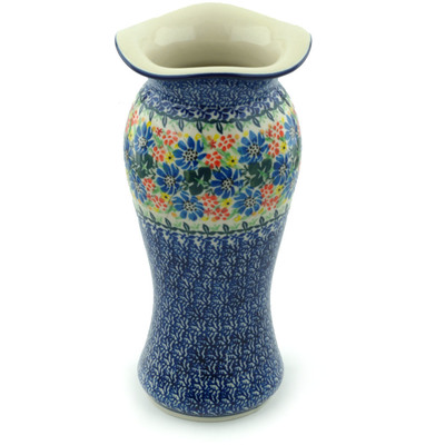 Polish Pottery Vase 11&quot; Vibrant Daisy UNIKAT