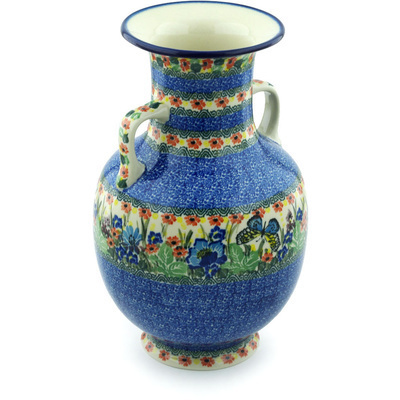 Polish Pottery Vase 12&quot; Cottage Garden UNIKAT