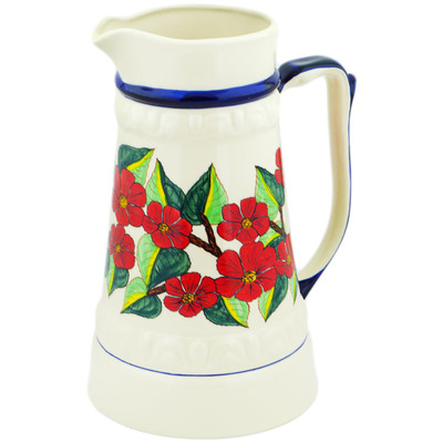 Polish Pottery Vase 13&quot; Poinsettia Paradise UNIKAT
