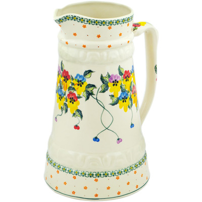 Polish Pottery Vase 13&quot; Pretty Pansy UNIKAT