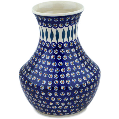 Polish Pottery Vase 14&quot; Peacock