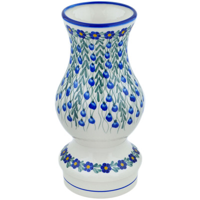 Polish Pottery Vase 15&quot; Blue Velvet Gardens