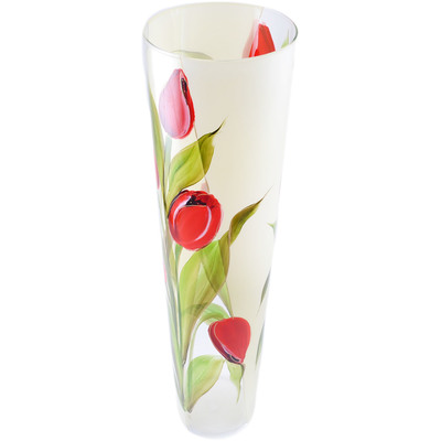 Glass Vase 27&quot; Frosty Tulips