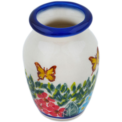 Polish Pottery Vase 3&quot; Sweet Butterflies