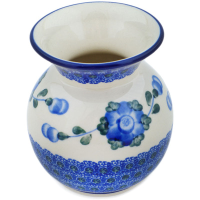 Polish Pottery Vase 4&quot; Blue Poppies