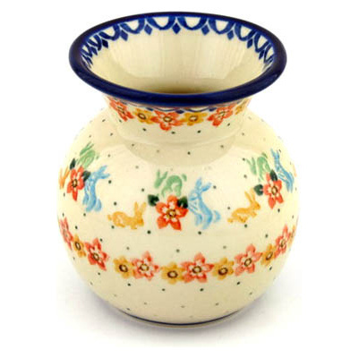 Polish Pottery Vase 4&quot; Bunny Hop