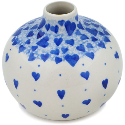 Polish Pottery Vase 4&quot; Cobalt Love