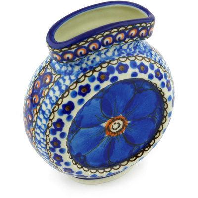 Polish Pottery Vase 4&quot; Cobalt Poppies UNIKAT