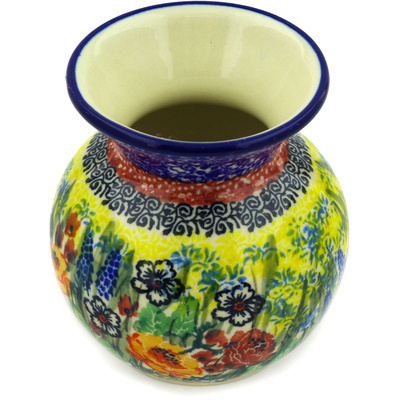 Polish Pottery Vase 4&quot; Copper Rose Meadow UNIKAT