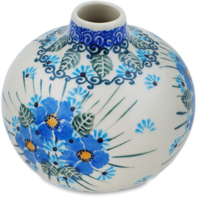 Polish Pottery Vase 4&quot; Forget Me Not UNIKAT
