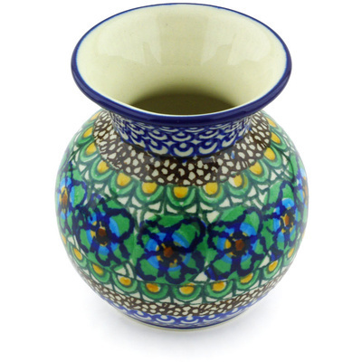 Polish Pottery Vase 4&quot; Mardi Gras UNIKAT