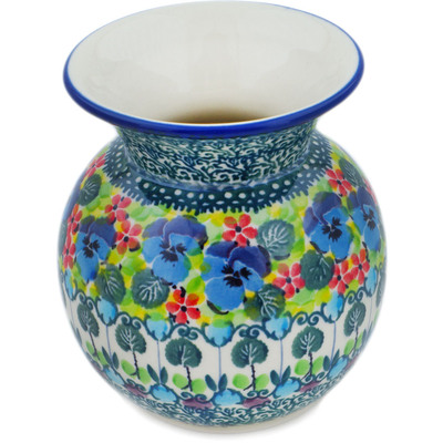 Polish Pottery Vase 4&quot; Pretty Pansies UNIKAT
