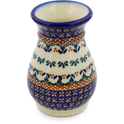 Polish Pottery Vase 5&quot; Blue Cress