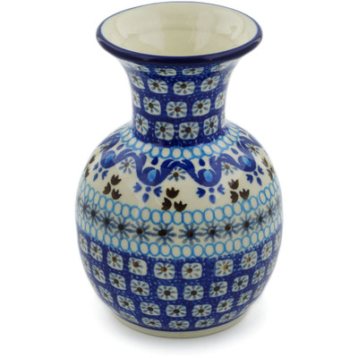 Polish Pottery Vase 5&quot; Blue Ice