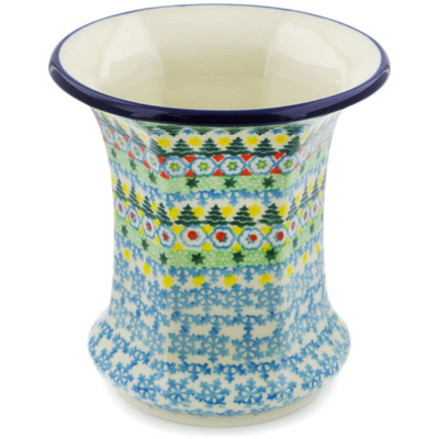 Polish Pottery Vase 5&quot; Christmas Forest UNIKAT
