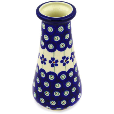 Polish Pottery Vase 5&quot; Flowering Peacock
