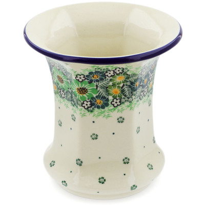 Polish Pottery Vase 5&quot; Green Wreath UNIKAT