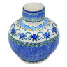 Polish Pottery Vase 6&quot; Blue Impatiens Vines UNIKAT