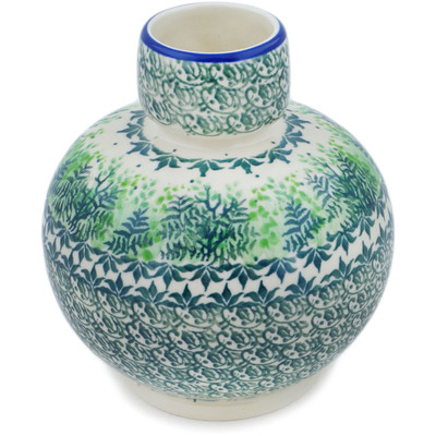 Polish Pottery Vase 6&quot; Leafy Garden UNIKAT