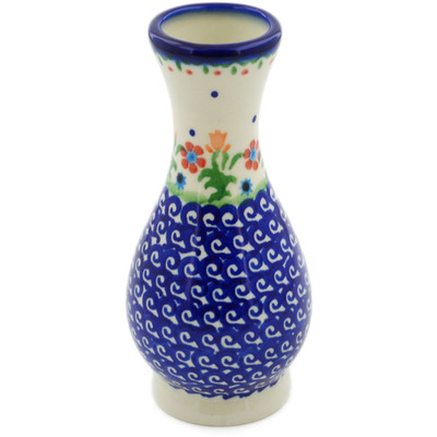 Polish Pottery Vase 6&quot; Spring Flowers