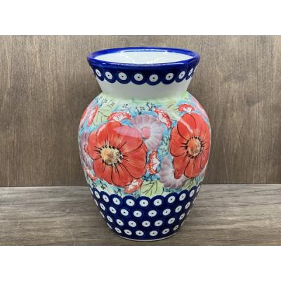 Polish Pottery Vase 7&quot; Blue Eyes Bouquet UNIKAT