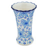 Polish Pottery Vase 7&quot; Blue Poinsettia UNIKAT