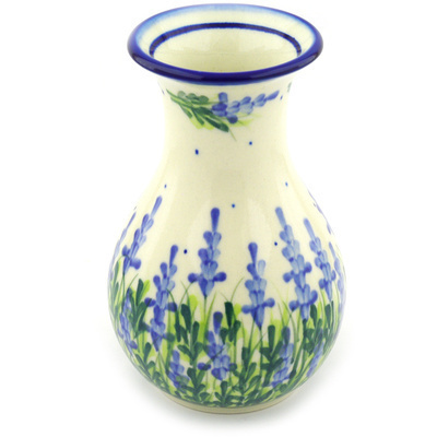 Polish Pottery Vase 7&quot; Bluebonnet Fields