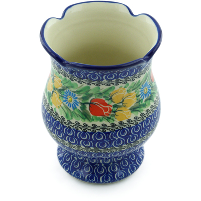 Polish Pottery Vase 7&quot; Breathtaking Tulips UNIKAT