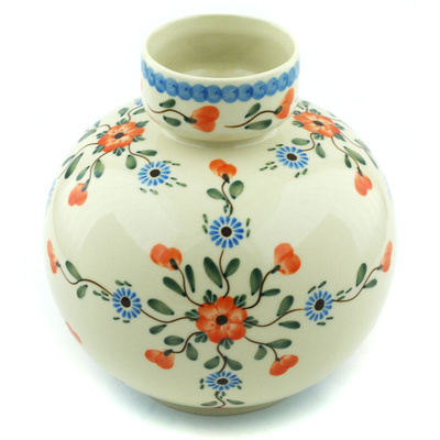 Polish Pottery Vase 7&quot; Cherry Blossoms