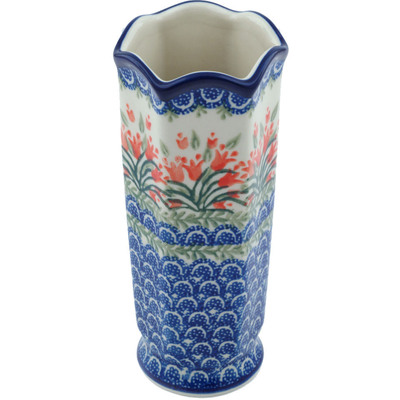 Polish Pottery Vase 7&quot; Crimson Bells