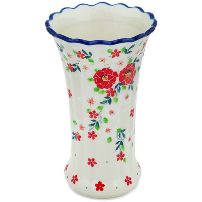 Polish Pottery Vase 7&quot; Festive Mistletoe UNIKAT