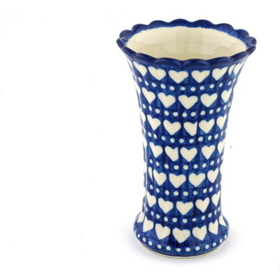 Polish Pottery Vase 7&quot; Heart To Heart