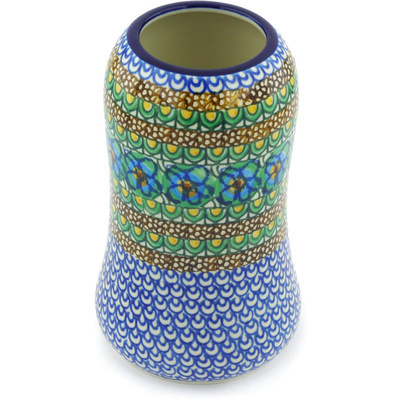 Polish Pottery Vase 7&quot; Mardi Gras UNIKAT