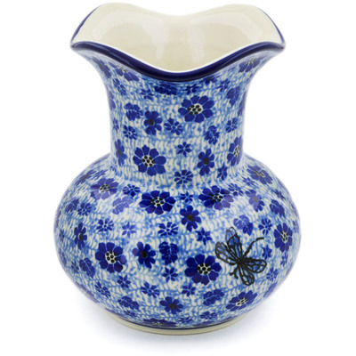Polish Pottery Vase 7&quot; Misty Dragonfly