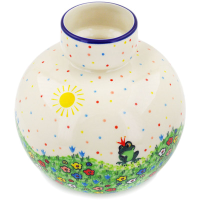 Polish Pottery Vase 7&quot; Prince Frog UNIKAT
