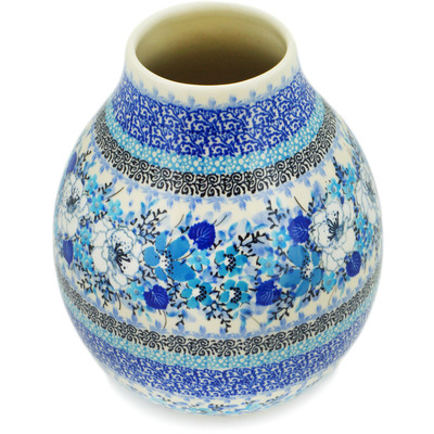 Polish Pottery Vase 8&quot; Blue Symphony UNIKAT