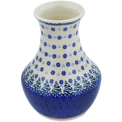 Polish Pottery Vase 8&quot; Falling Snowflakes