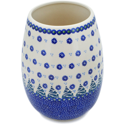 Polish Pottery Vase 8&quot; Falling Snowflakes