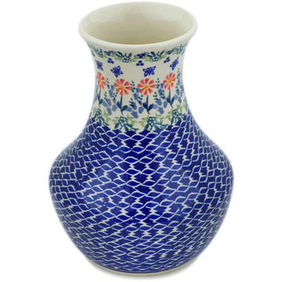 Polish Pottery Vase 8&quot; Last Summer Flowers