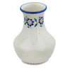 Polish Pottery Vase 8&quot; Orange And Blue Flower