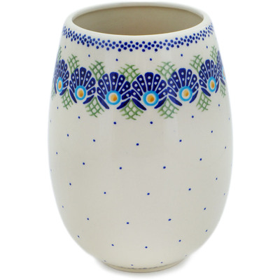 Polish Pottery Vase 8&quot; Tail Feathers