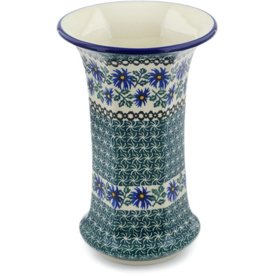 Polish Pottery Vase 9&quot; Blue Chicory