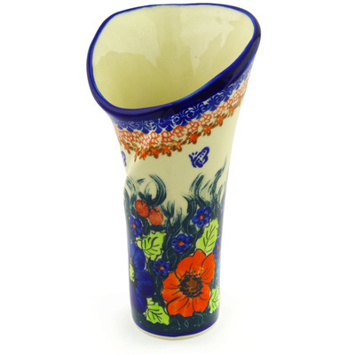 Polish Pottery Vase 9&quot; Butterfly Splendor
