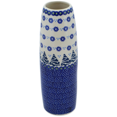 Polish Pottery Vase 9&quot; Falling Snowflakes