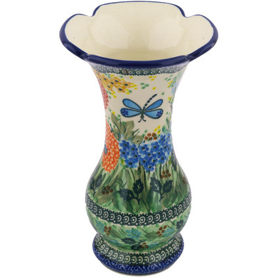 Polish Pottery Vase 9&quot; Garden Delight UNIKAT