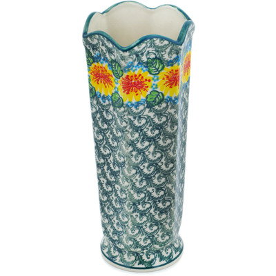 Polish Pottery Vase 9&quot; Marigold Chain UNIKAT